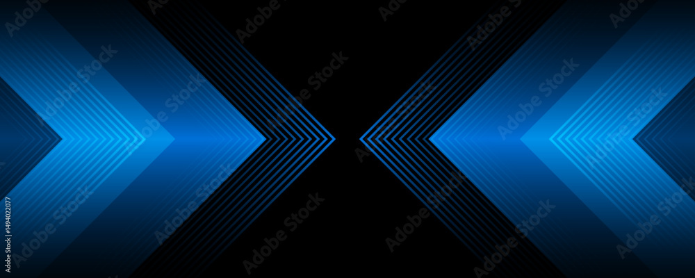 Poster blue black techno abstract background overlap layer on dark space with arrow lines effect decoration