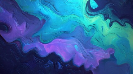 A softly flowing abstract composition using a color palette of blues and purples evoking serenity.