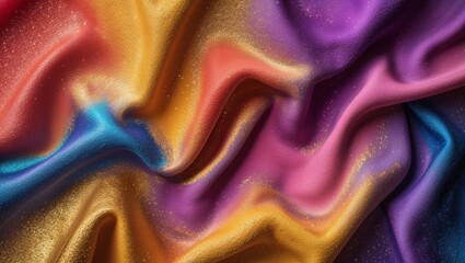Obraz premium Abstract Colorful Fabric Texture with Gold Glitter