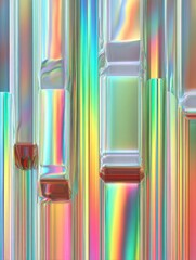 Abstract iridescent glass prisms with rainbow light refraction and distortion, modern art design, studio shot