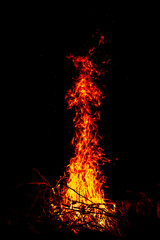 Nice and big campfire in the night 