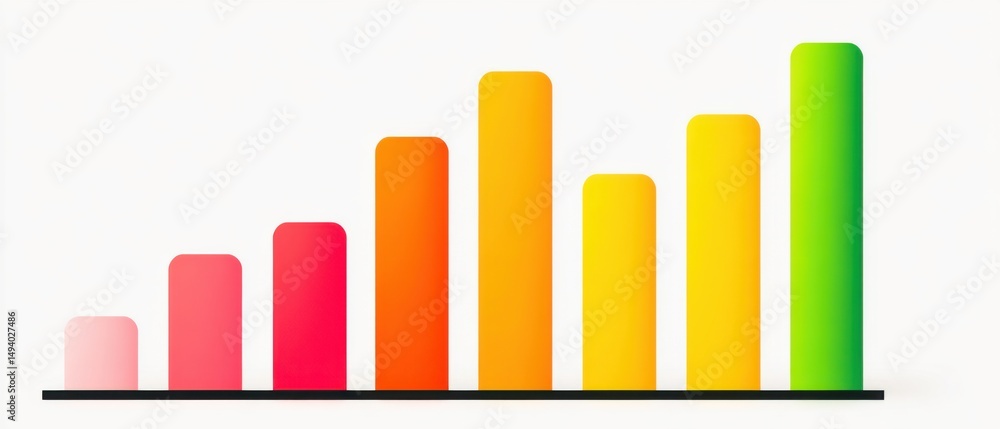 Poster simple bar graph showing upward trend on white background business data visualization