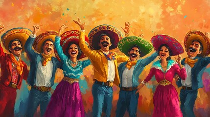 Joyful group celebrating tradition