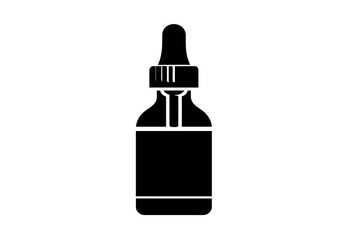 Silhouette of a Dropper Bottle with Fine Nozzle Symbolizing Liquid Products. minimalist vector logo