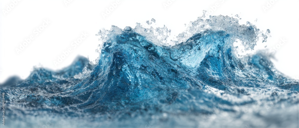 Aufkleber ocean wave cresting with splash and spray against white background low angle close up nature power