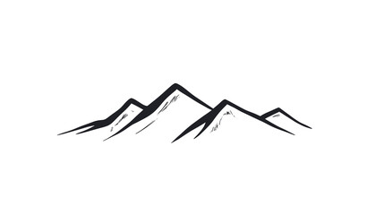Obraz premium Minimalist Black Line Drawing of Mountain Peaks Against a White Background. minimalist vector logo