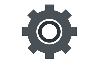 Gray Gear Icon Symbolizing Engineering and Machinery Concepts on a White Background