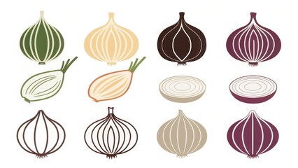 Multicolor Onion Silhouettes and Pictograms in Standard Format