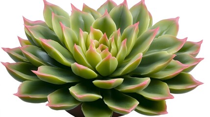 Fototapeta premium Stunning Green Succulent Plant with Pink Edges Detailed Close Up Macro Shot