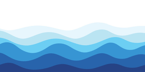 Fototapeta premium Sea waves layered vector background illustration and sea beach vector illustration.