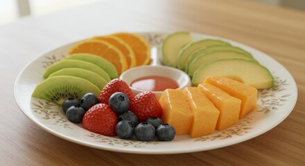 Elegant fruit arrangement featuring vibrant colors and fresh, juicy textures on a plate
