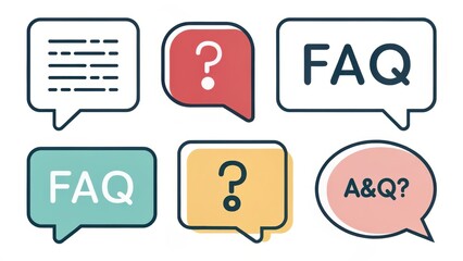 Colorful Speech Bubbles Representing Frequently Asked Questions and Answers