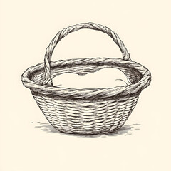 Obraz premium Hand Drawn Baby Basket Sketch Symbol Isolated on White Background for Nursery Decor