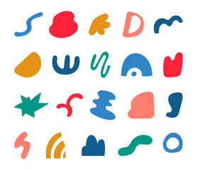 Abstract shape scandinavian style set with curved and different forms drawn by hand for use in decorative graphic elements for your illustration and creative design projects