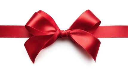 Red satin ribbon in a graceful bow, symbolizing elegance and sophistication