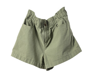 Flying green shorts isolated on white background