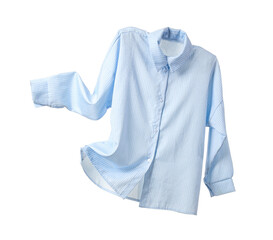 Flying blue shirt isolated on white background