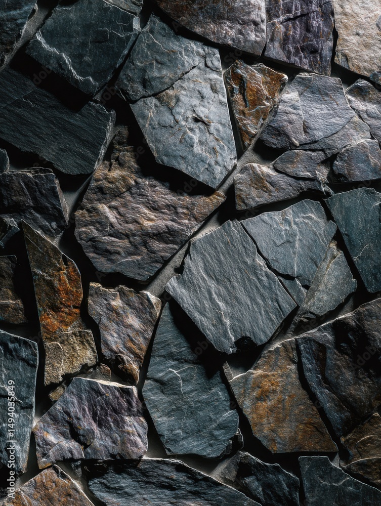 Poster stone wall cladding close up full frame shot showing texture and color variations for architectural 