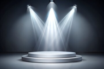 Spotlight on Round White Podium
