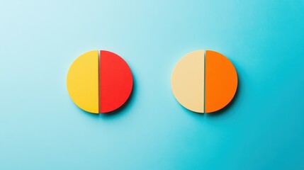 Fototapeta premium Profit margin comparison diagram flat design top view theme business intelligence water color Complementary Color Scheme.