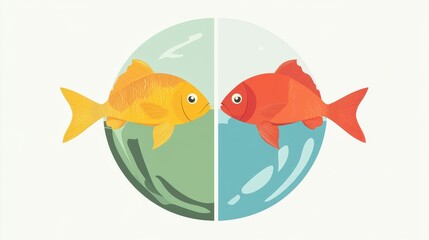 Profit margin comparison diagram flat design top view theme business intelligence water color Complementary Color Scheme.