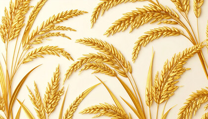 a wallpaper of wheat stalks against a gold background.