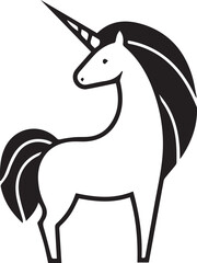 Elegant Black and White Unicorn Illustration