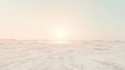 Serene minimalist beach landscape at sunrise with soft pastel sky gentle waves and tranquil horizon view peaceful natural scenery for relaxation and meditation