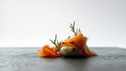 Obraz premium Elegant Carrot Salad with Herbs and Cream Cheese A Culinary Delight