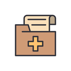Medical Records Folder With Documents For Healthcare Information System