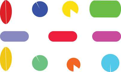 Round and Oval Colorful Vector Buttons and Bars for UI Elements Web Graphics and Interfaces