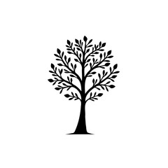 Obraz premium Minimalist tree silhouette against a white backdrop, offering a symbolic nature element
