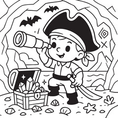 Pirate Ship Adventure Coloring Page for Kids