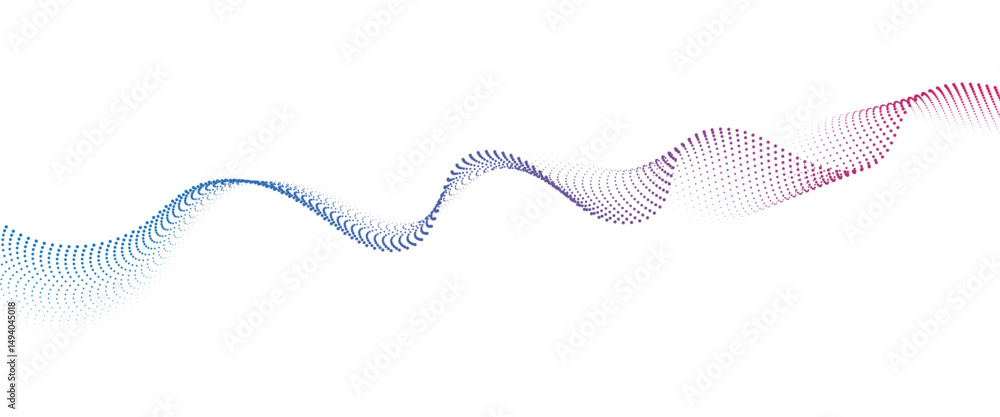 Poster flowing dot wave halftone gradient pattern on transparent background