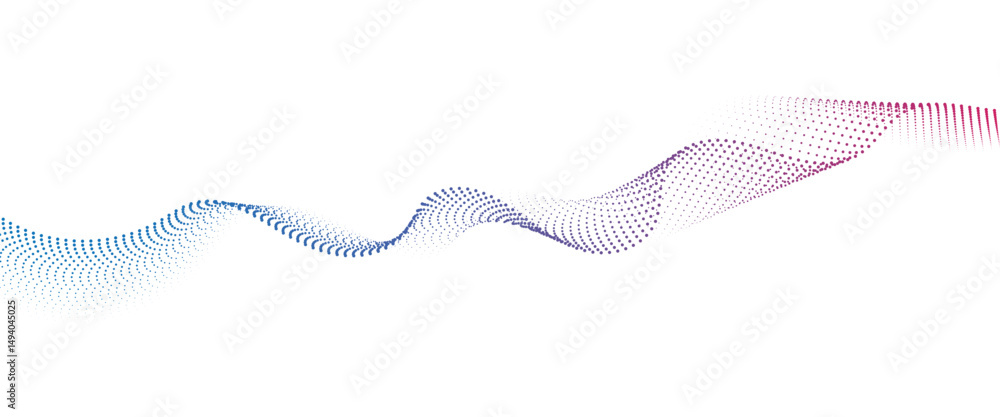 Leinwandbilder Flowing Dot Wave halftone gradient pattern on transparent background	