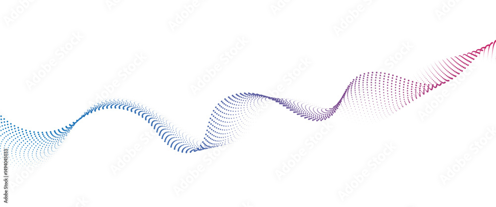 Leinwandbilder flowing dot wave halftone gradient pattern on transparent background