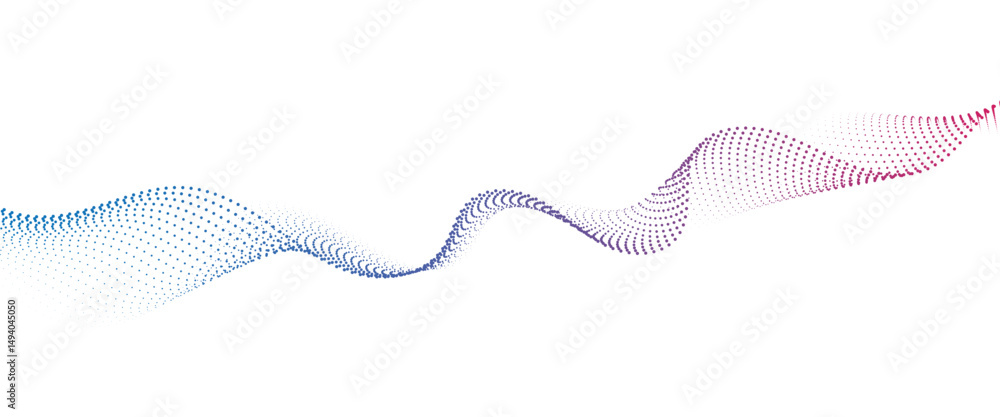 Poster flowing dot wave halftone gradient pattern on transparent background