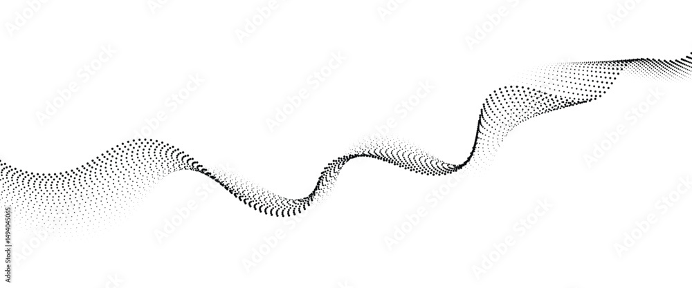 Leinwandbilder flowing dot wave halftone gradient pattern on transparent background