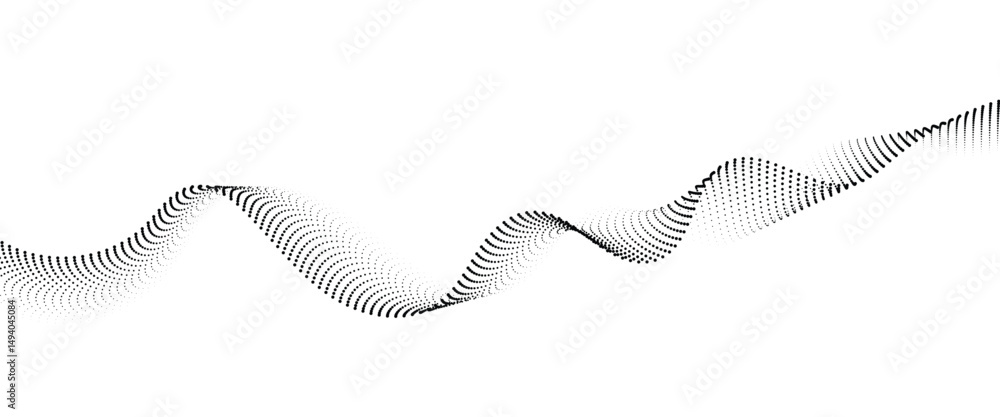 Leinwandbilder Flowing Dot Wave halftone gradient pattern on transparent background	