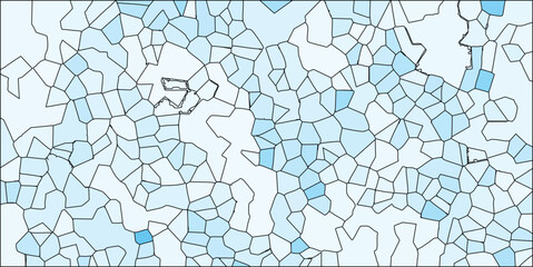 Abstract cellular structure with varying shades of blue and black outlines creating an artistic geometric composition