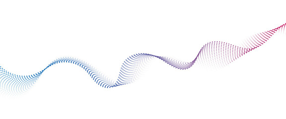 Flowing Dot Wave halftone gradient pattern on transparent background	
