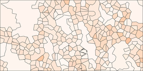 Abstract geometric art composed of polygons with varying orange tones and black outlines a complex graphical background.