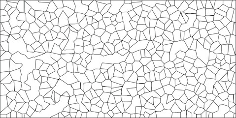 Abstract geometric cell structures with detailed outlines in a black and white patterned design for modern and clean applications