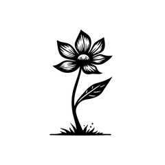 Elegant floral silhouette: A stylized flower illustration with minimalist charm