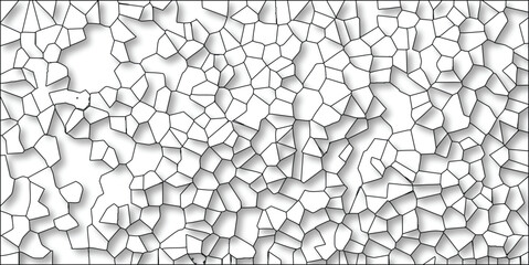 Abstract geometric pattern of interconnected shapes in black and white with a shadow effect on white background