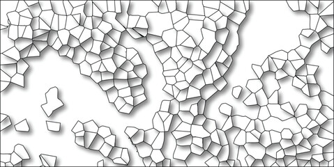 Abstract geometric pattern with white background and black lines creating cells and shadows representing a complex structure