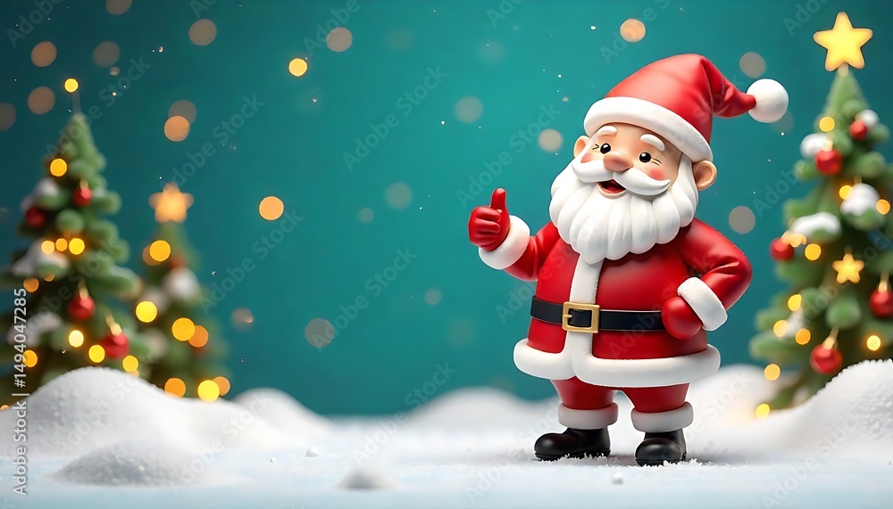 Fototapete 3d design with santa claus merry christmas and happy new banner design with yellow empty space decor