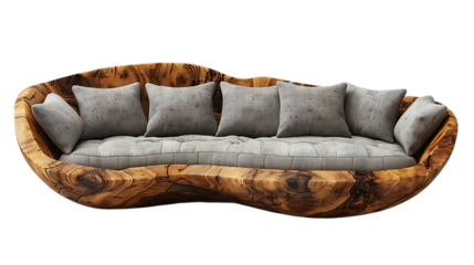 Solid wood sofa with elegant modern seating isolated on transparent background