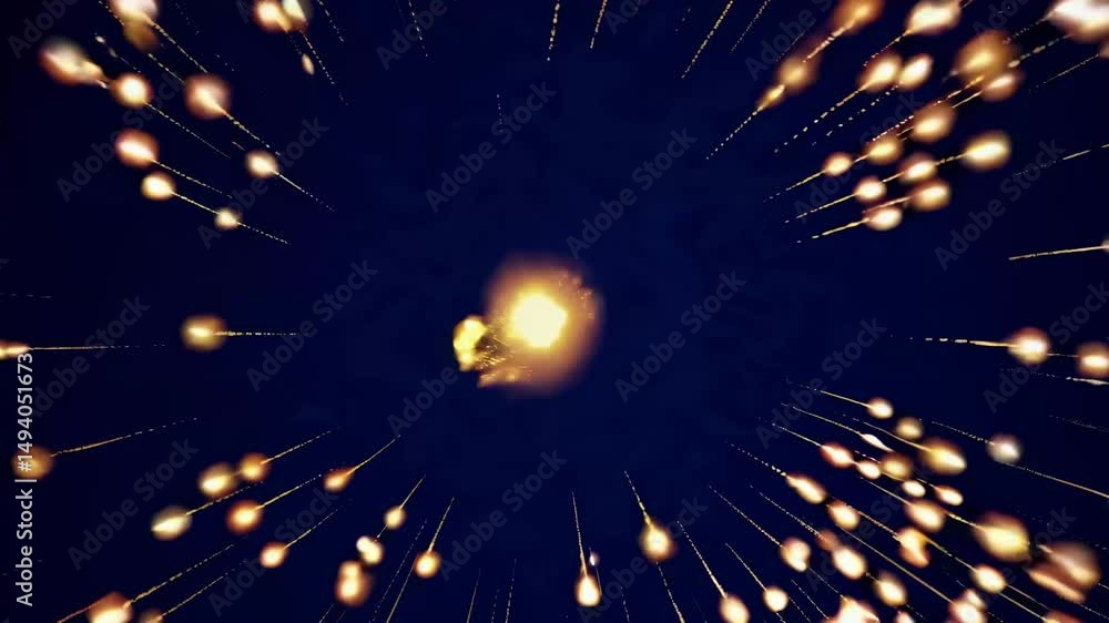 Poster Abstract light rays creating a dynamic burst effect against dark background  