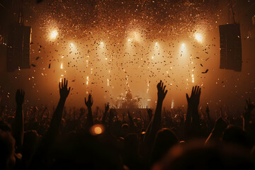 Concert Crowd Photo: Golden Confetti Celebration